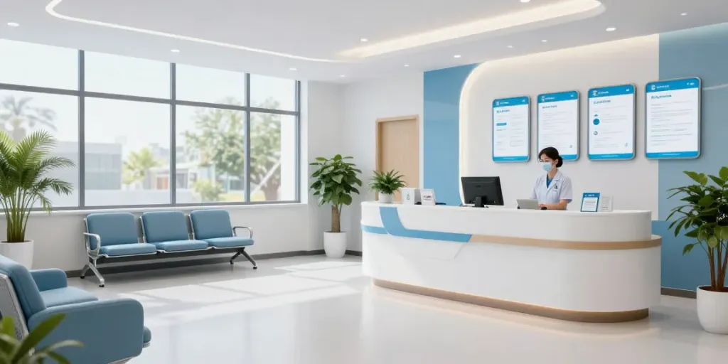 Modern weight loss pharmacy with healthcare professionals providing patient care in a welcoming environment.